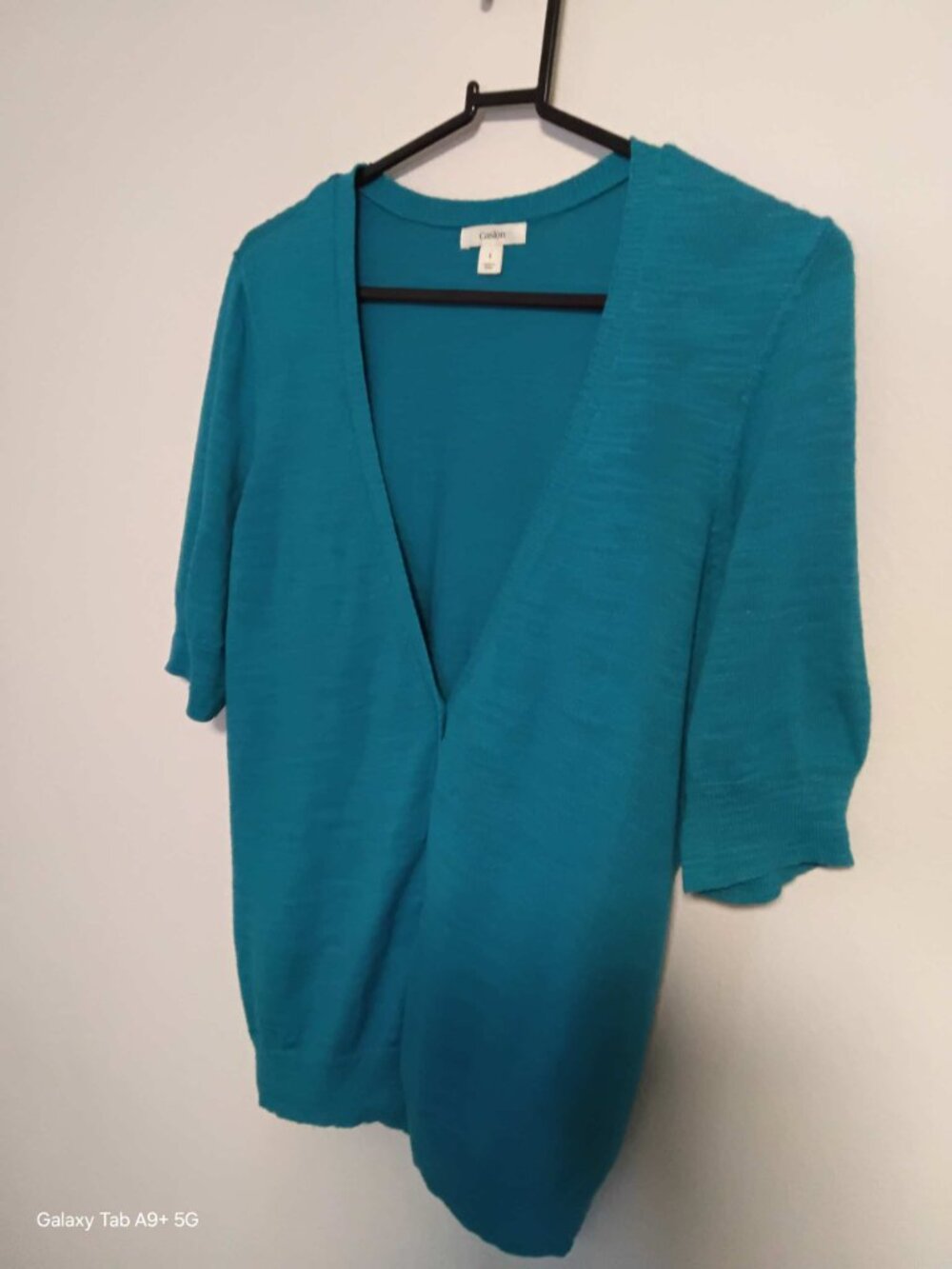 Calson Women's Teal Open Front Cardigan Sweater - Picture 3 of 5